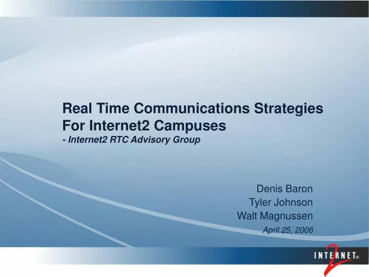 real time communications strategies for internet2 campuses internet2 rtc advisory group