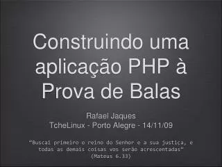 Construindo uma aplicação PHP à Prova de Balas