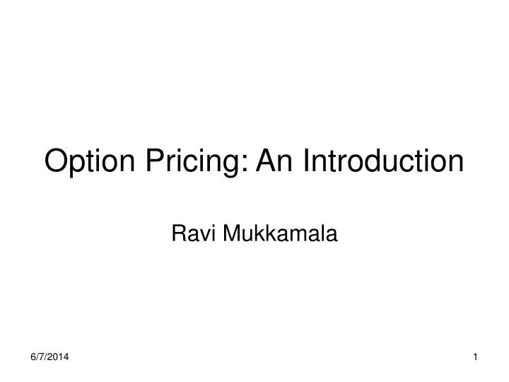 option pricing an introduction