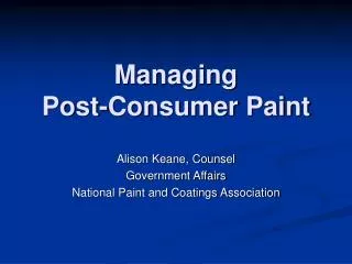 Managing Post-Consumer Paint