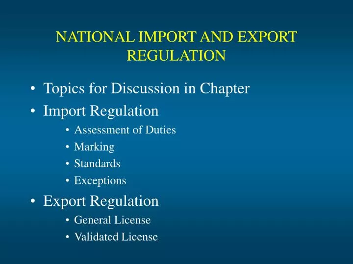 national import and export regulation