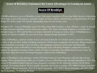 acura of brooklyn announces the latest advantages to leasing