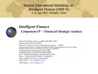 Intelligent Finance Component IV – Financial Strategic Analysis