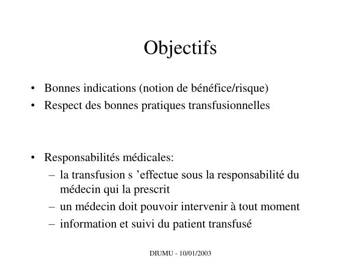 objectifs