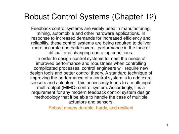 robust control systems chapter 12
