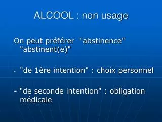 alcool non usage