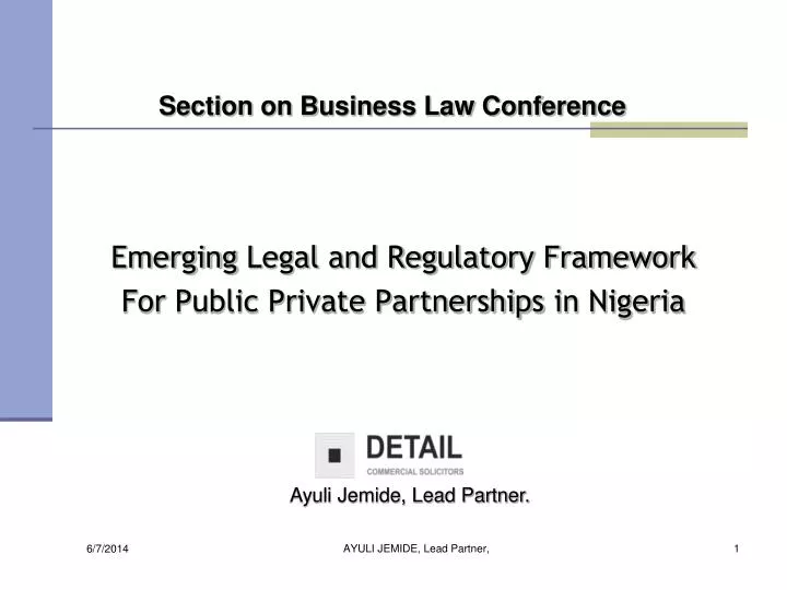 emerging legal and regulatory framework for public private partnerships in nigeria