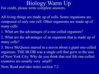 Biology Warm Up