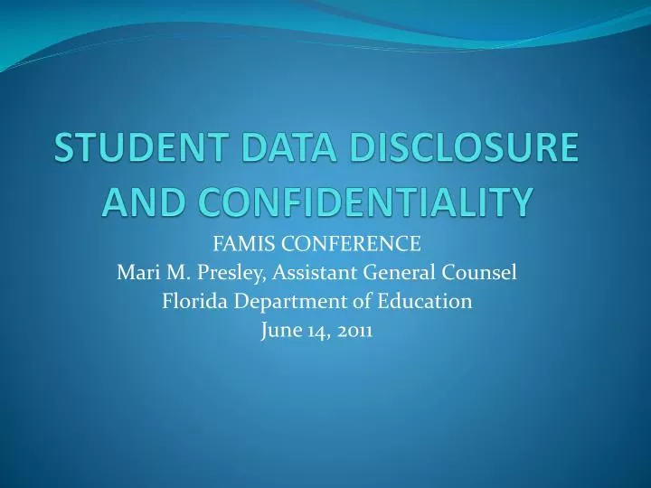 student data disclosure and confidentiality