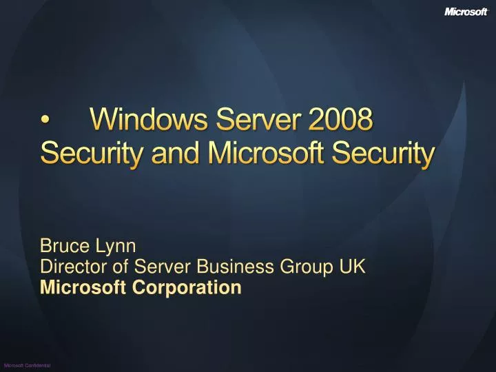 windows server 2008 security and microsoft security