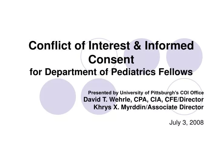 conflict of interest informed consent for department of pediatrics fellows