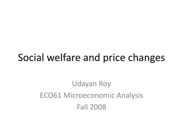 social welfare and price changes