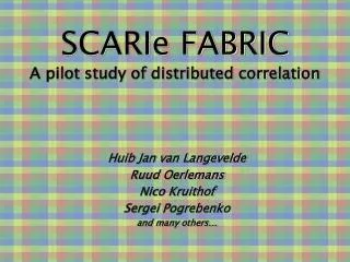 SCARIe FABRIC A pilot study of distributed correlation