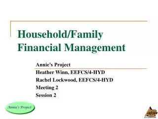 Household/Family Financial Management