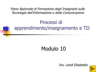 processi di apprendimento insegnamento e td