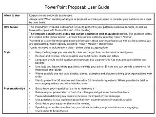 PowerPoint Proposal: User Guide