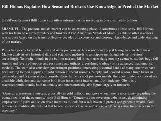 bill hionas explains how seasoned brokers use knowledge to p