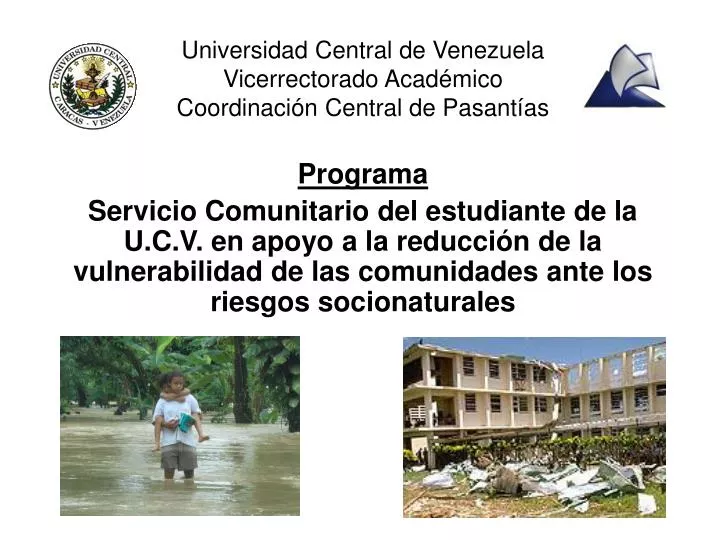 universidad central de venezuela vicerrectorado acad mico coordinaci n central de pasant as