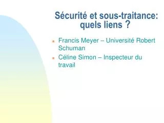 s curit et sous traitance quels liens