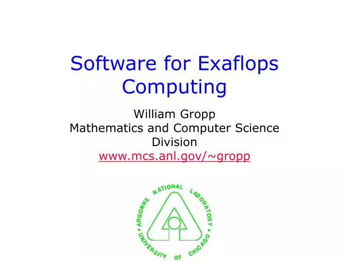 software for exaflops computing