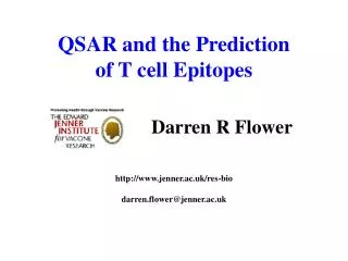 QSAR and the Prediction of T cell Epitopes