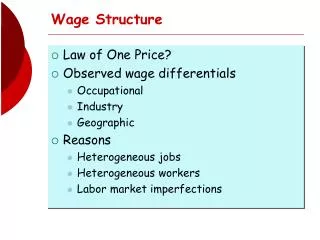 Wage Structure