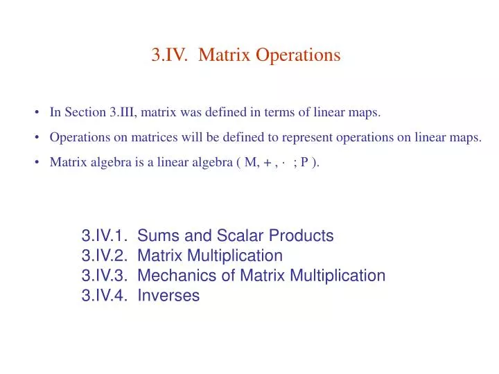 3 iv matrix operations