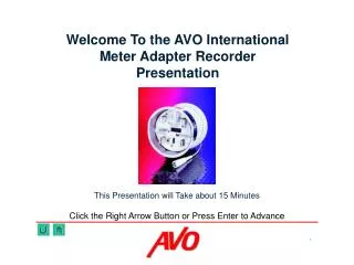 Welcome To the AVO International Meter Adapter Recorder Presentation