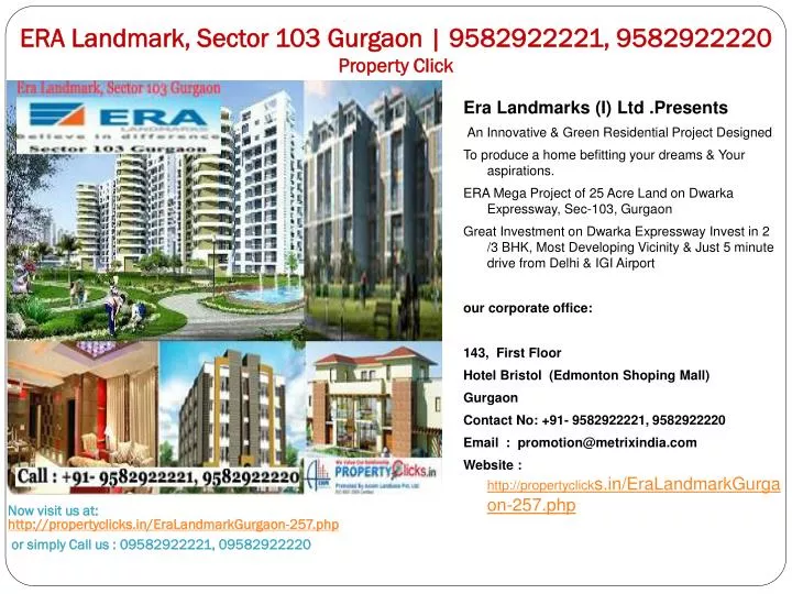 era landmark sector 103 gurgaon 9582922221 9582922220 property click