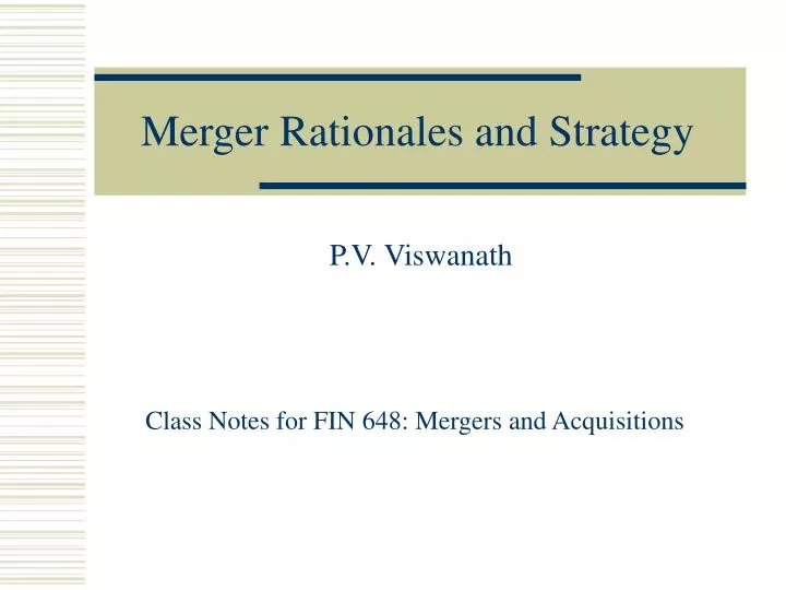 merger rationales and strategy