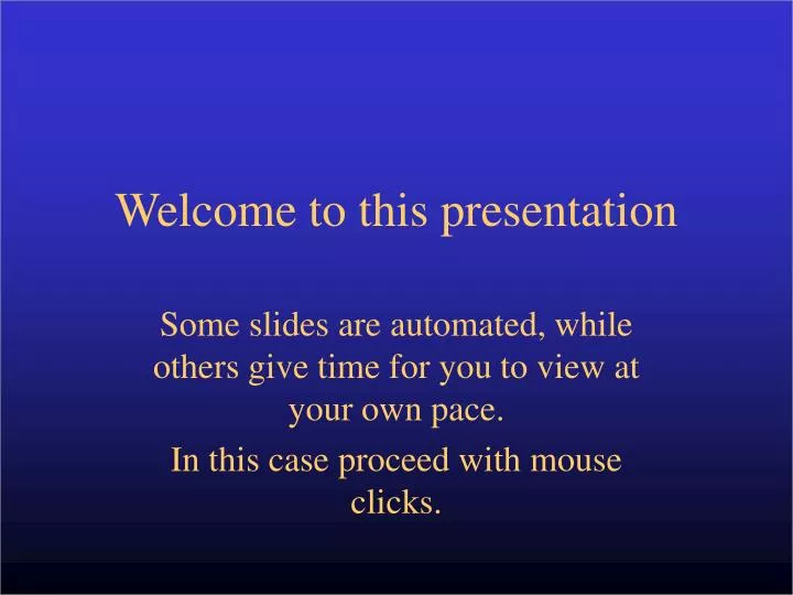 welcome to this presentation