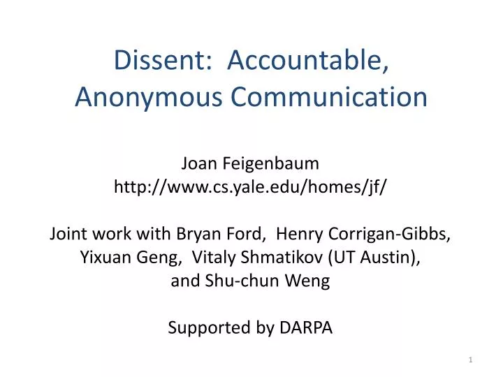 dissent accountable anonymous communication