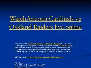 watcharizona cardinals vs oakland raiders live online