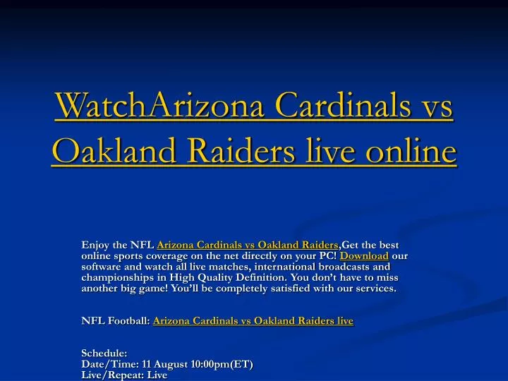 watcharizona cardinals vs oakland raiders live online