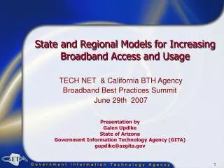 State and Regional Models for Increasing Broadband Access and Usage