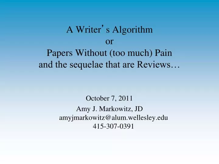 a writer s algorithm or papers without too much pain and the sequelae that are reviews