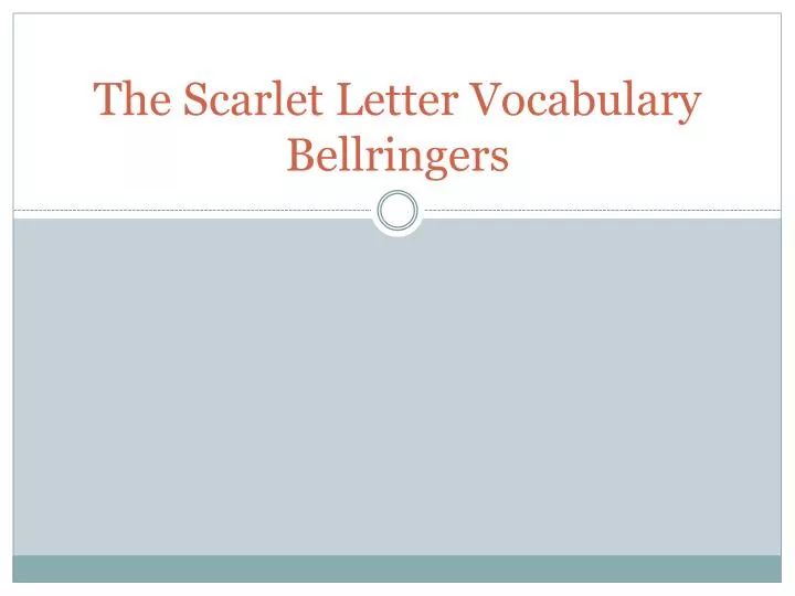 the scarlet letter vocabulary bellringers