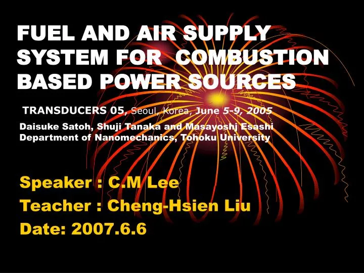 fuel and air supply system for combustion based power sources