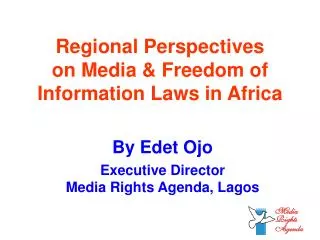 Regional Perspectives on Media &amp; Freedom of Information Laws in Africa
