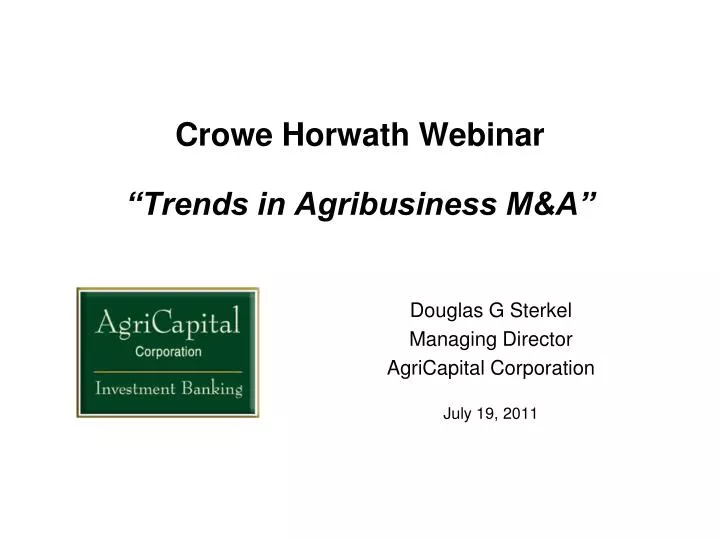 crowe horwath webinar trends in agribusiness m a