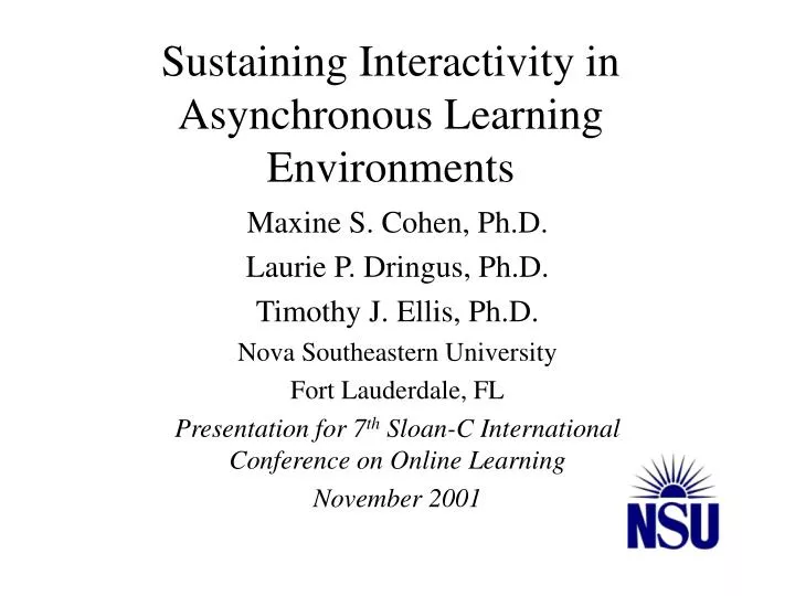 sustaining interactivity in asynchronous learning environments