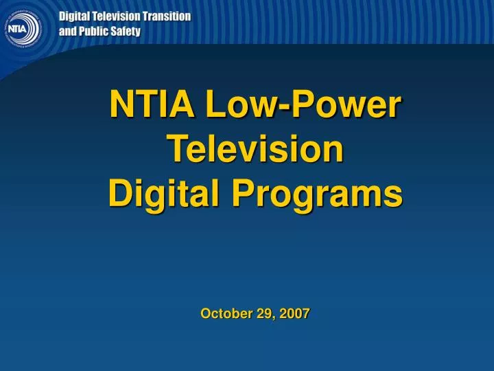 ntia low power television digital programs october 29 2007