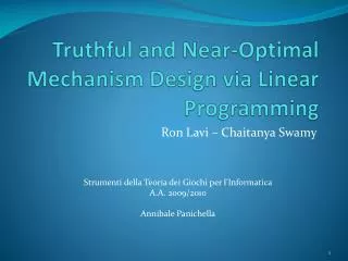 truthful and near optimal mechanism design via linear programming