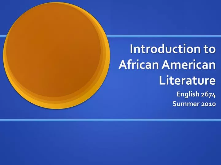 introduction to african american literature