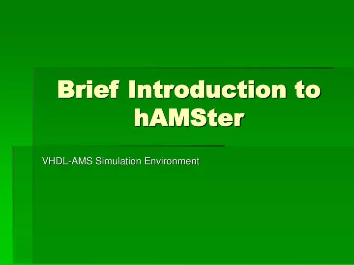 brief introduction to hamster