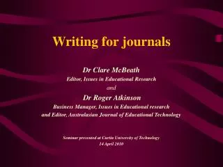 Writing for journals
