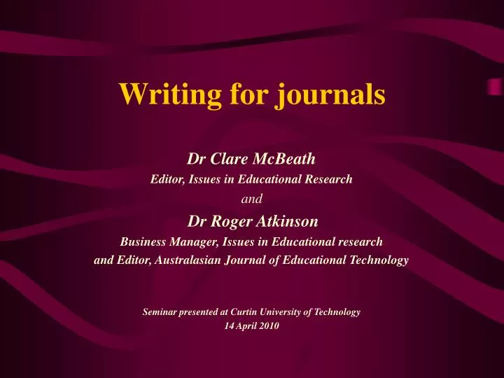 writing for journals