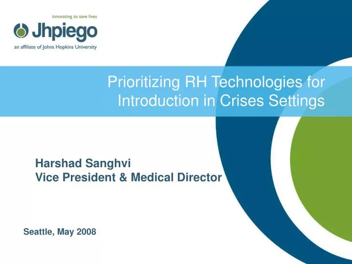 prioritizing rh technologies for introduction in crises settings