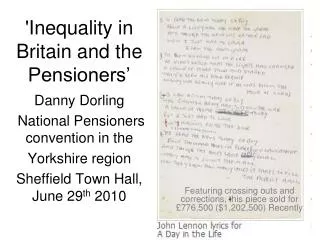 'Inequality in Britain and the Pensioners’