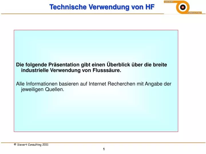 technische verwendung von hf